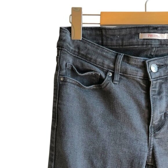 Levi’s 711 Skinny Jeans Soft Black Size 27 Mid Rise Stretch - Picture 5 of 15